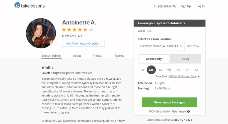 Antoinette Violin Lessons New York