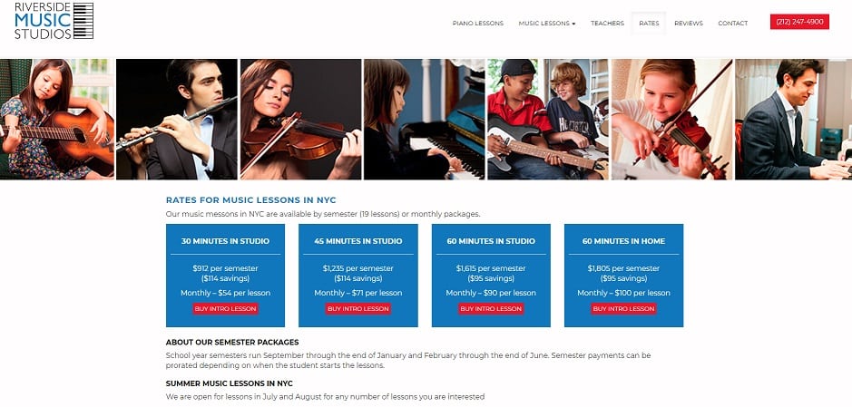 Riverside Music Studios violin lessons new york