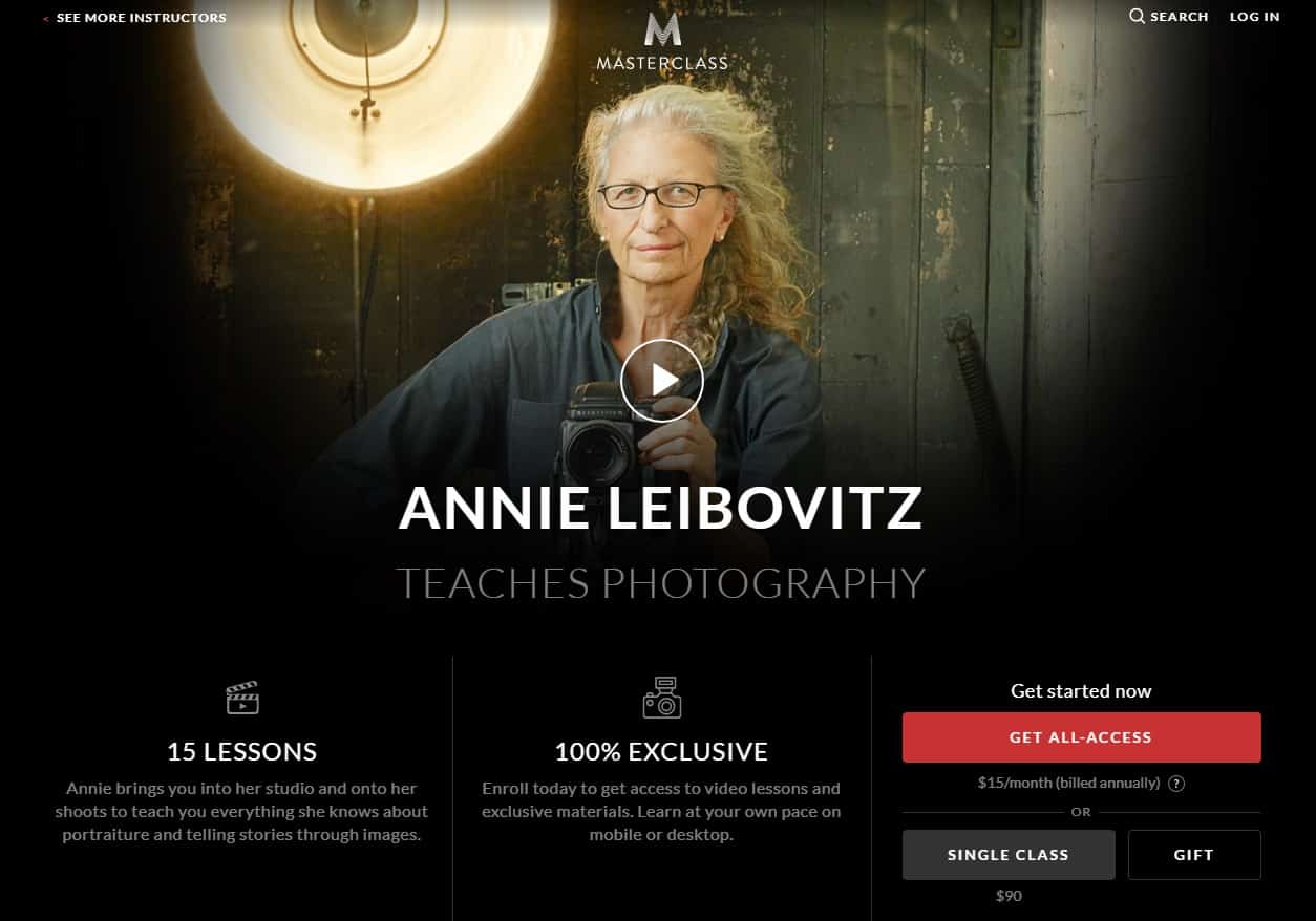 MasterClass Annie Leibovitz Photography Lesson Review