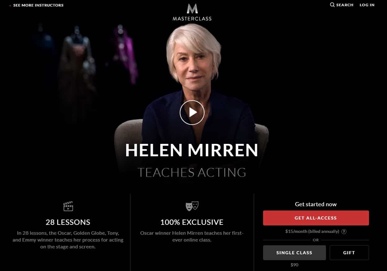 MasterClass Helen Mirren Acting Lesson Review