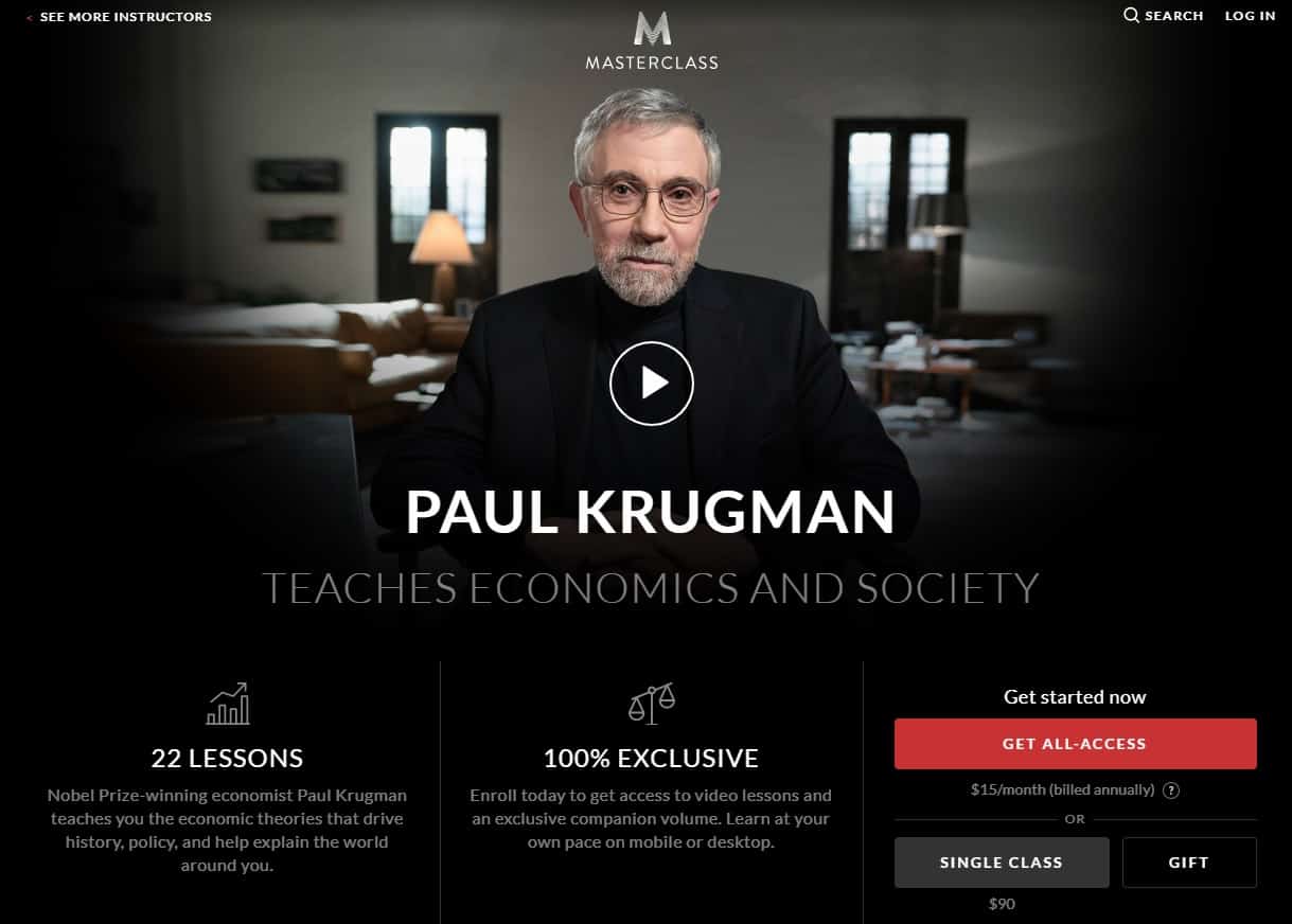 MasterClass Paul Krugman Economics and Society Lesson Review