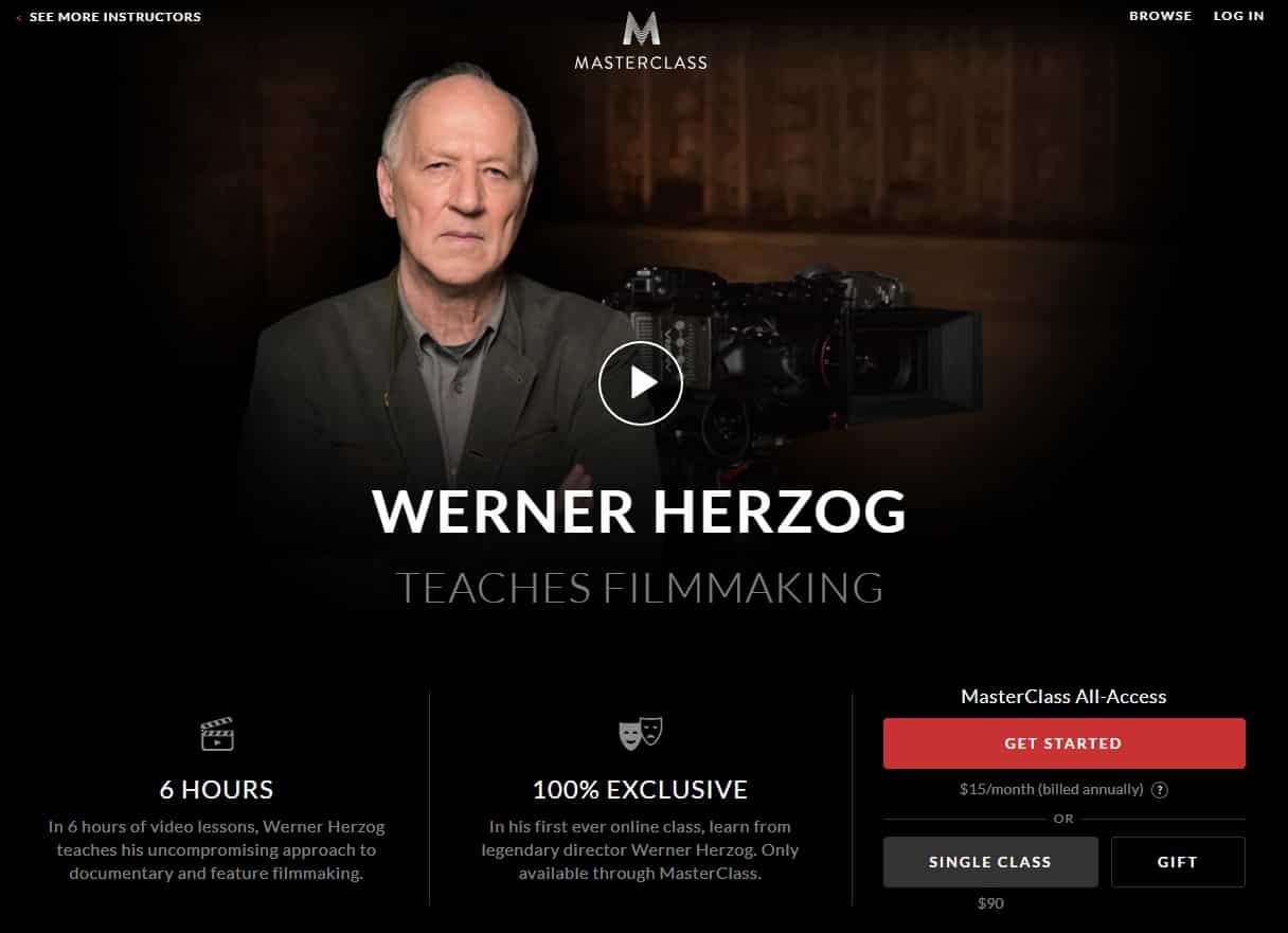 MasterClass Werner Herzog's Filmmaking Lesson Review