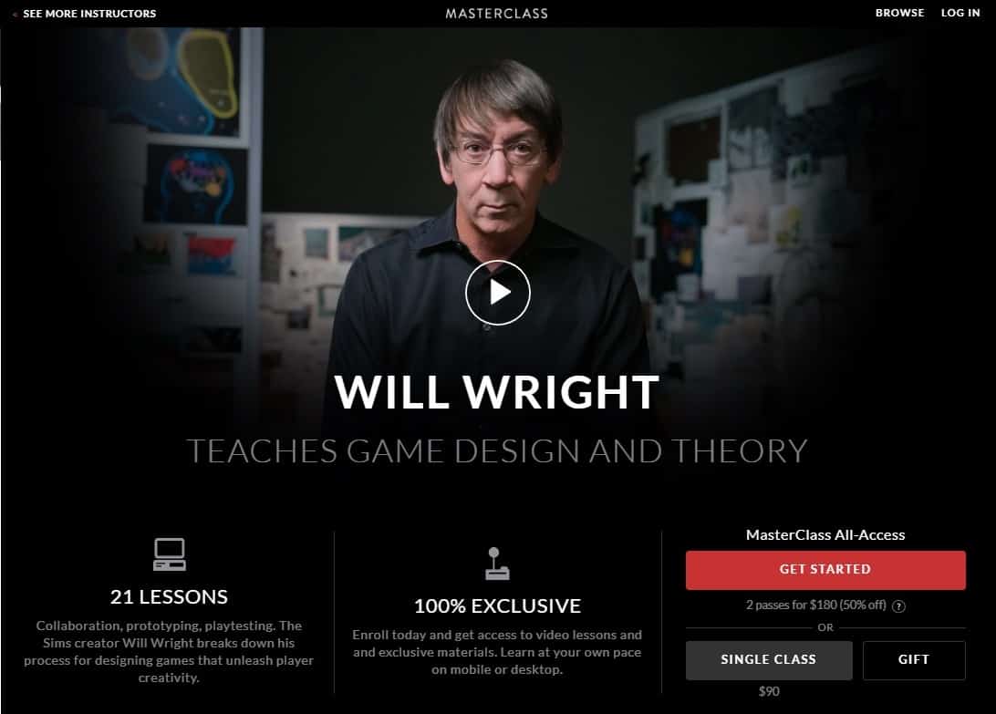 MasterClass Will Wright Game Design and Theory Lesson Review