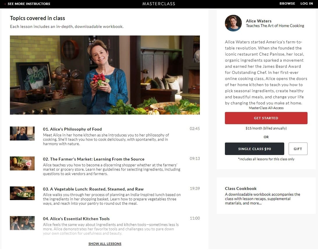 MasterClass Alice Waters The Art of Home Cooking Lesson Review