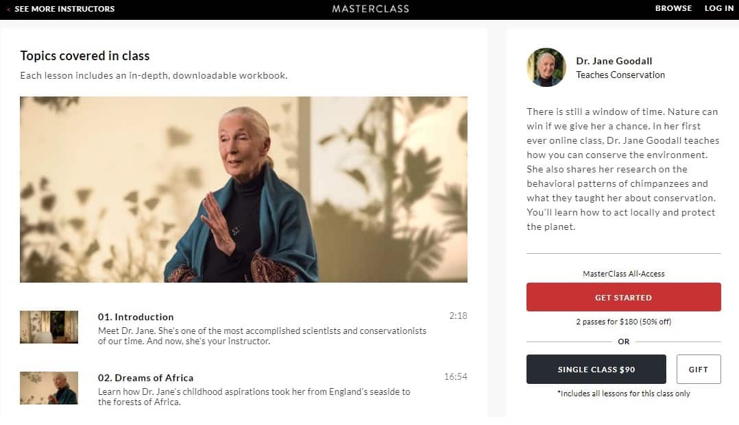 MasterClass Dr. Jane Goodall Conservation Lesson Review