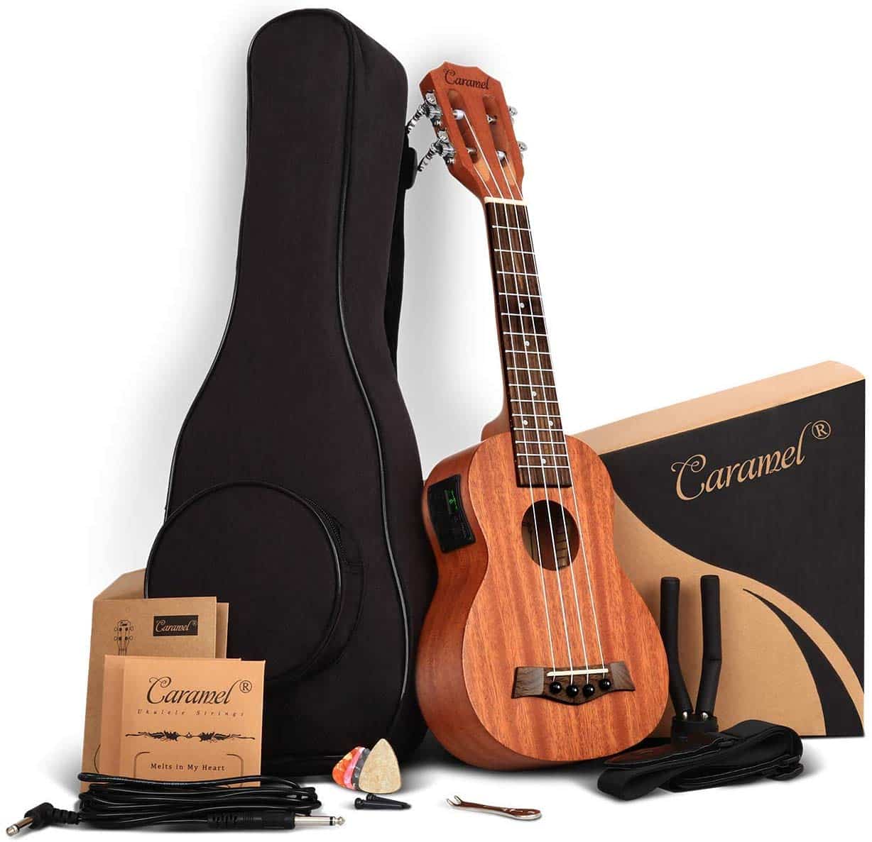 Caramel CS400 Mahogany Butterfly Style Soprano Acoustic Electrical Ukulele