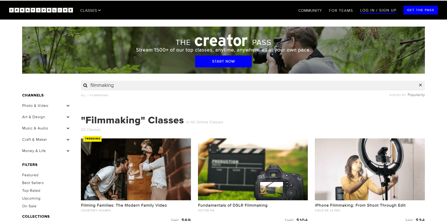 Creative Live Filmmaking Lesson Online