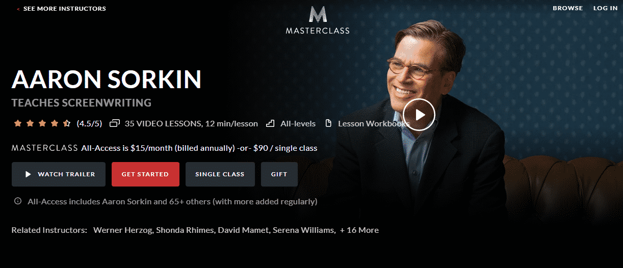 MasterClass Aaron Sorkin Learn Screenwriting Lessons Online