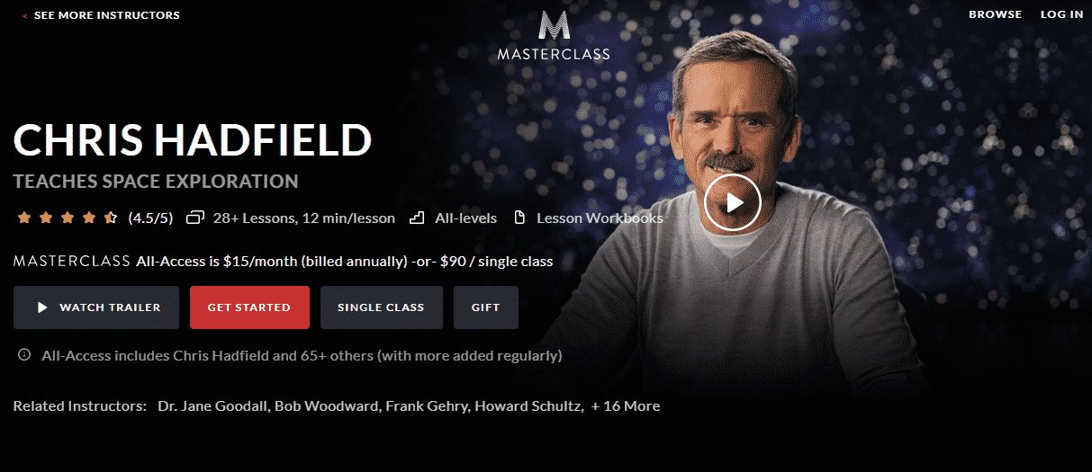 MasterClass Chris Hadfield Learn Space Exploration Lessons Online