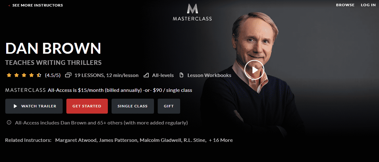 MasterClass Dan Brown Learn Writing Lessons Online