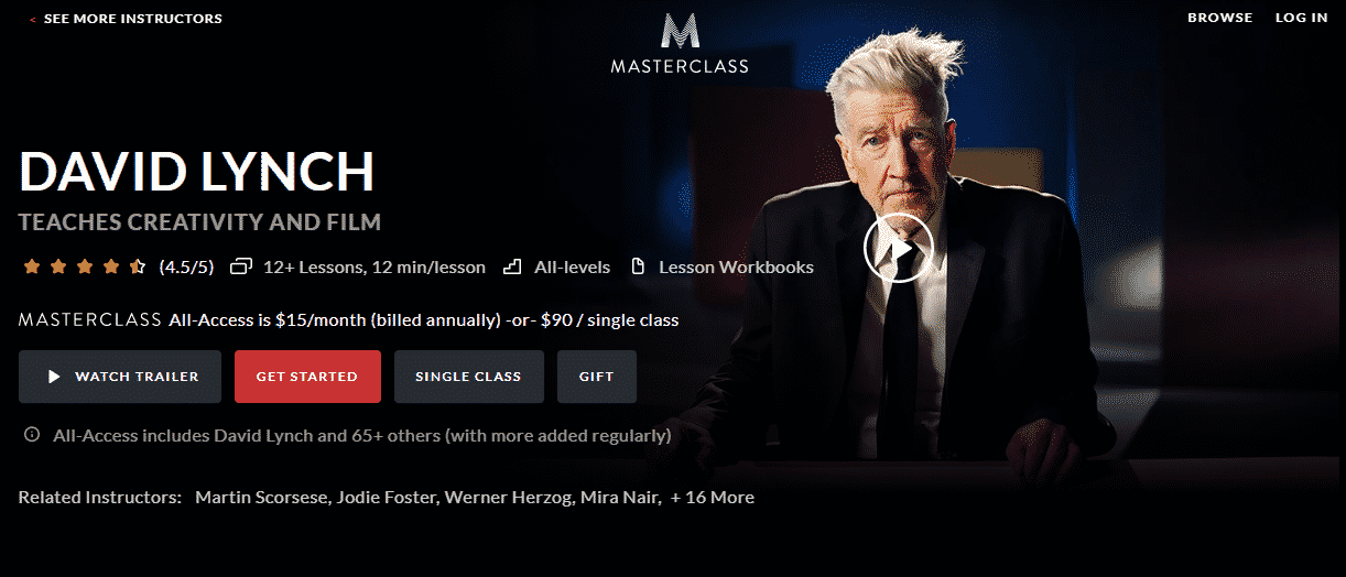 MasterClass David Lynch Learn Filmmaking Lessons Online