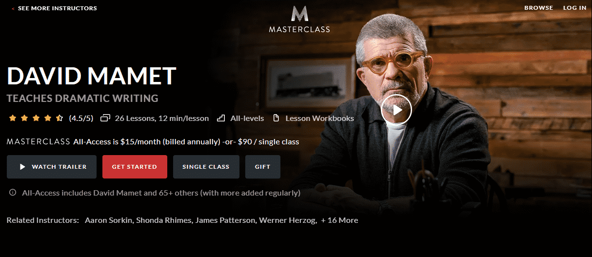 MasterClass David Mamet Learn Screenwriting Lessons Online