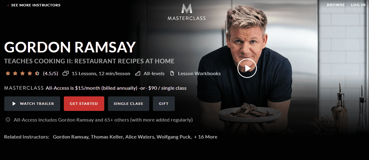 MasterClass Gordon Ramsay Learn Cooking Lessons Online