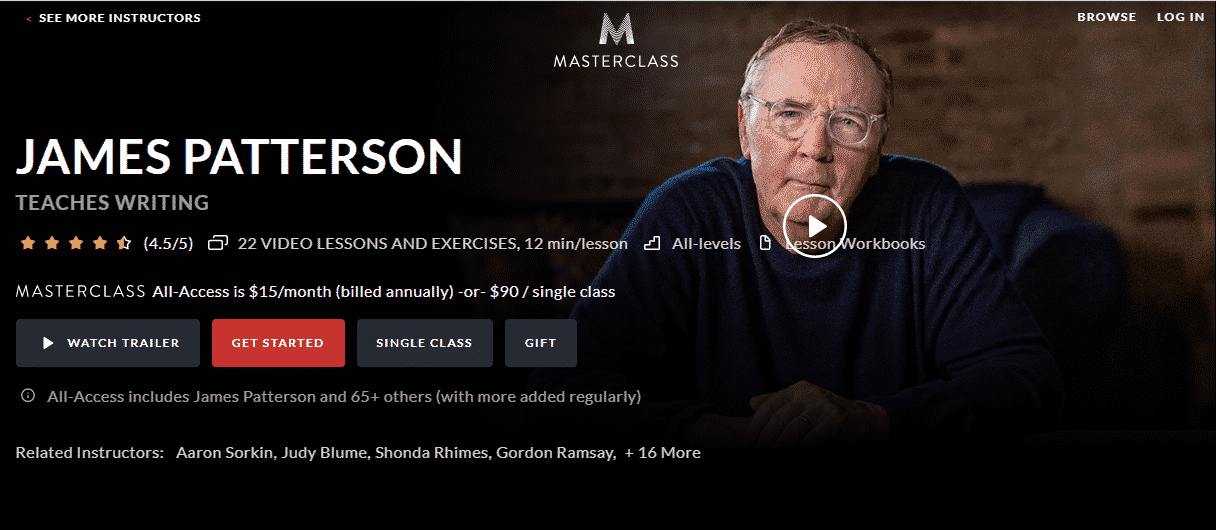 MasterClass James Patterson Learn Writing Lessons Online