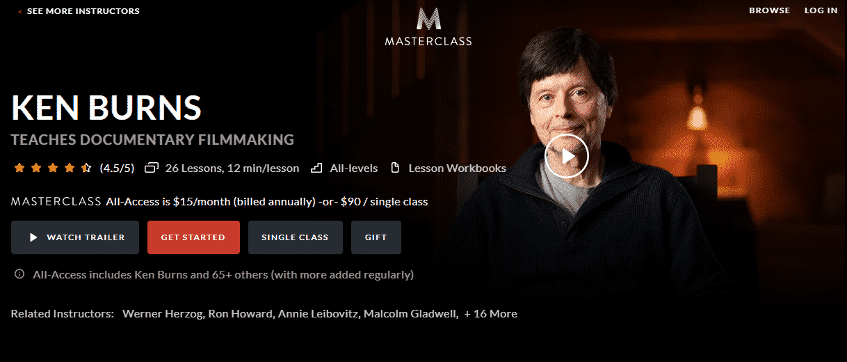 MasterClass Ken Burns Learn Filmmaking Lessons Online