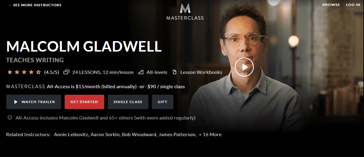 MasterClass Malcolm Gladwell Learn Writing Lessons Online