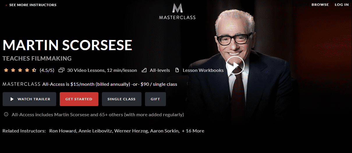 MasterClass Martin Scorsese Learn Filmmaking Lessons Online