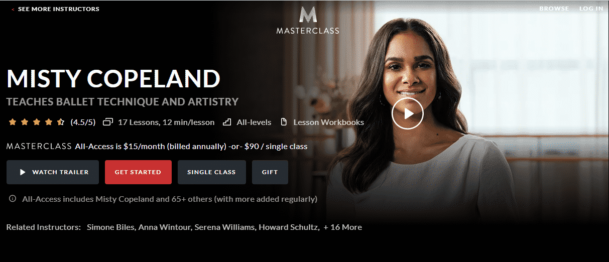 MasterClass Misty Copeland Learn Ballet Lessons Online