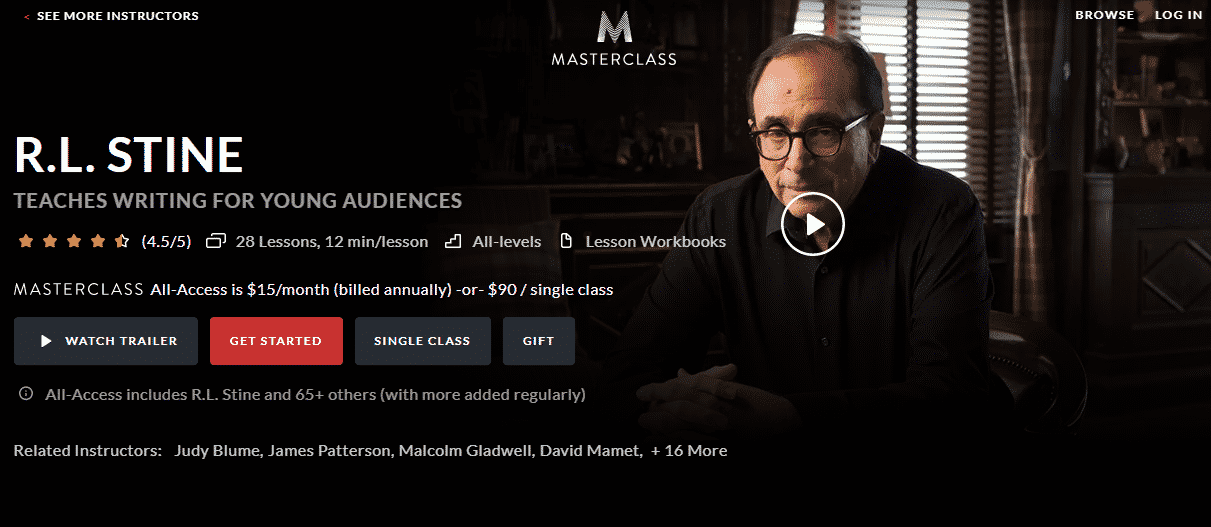 MasterClass RL Stine Learn Writing Lessons Online