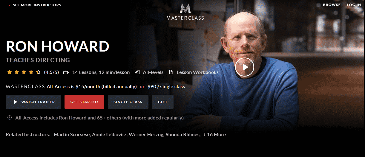 MasterClass Ron Howard Learn Directing Lessons Online