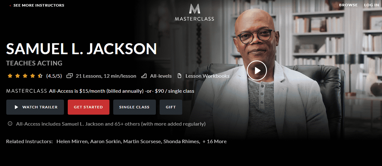 MasterClass Samuel l. Jackson Learn Acting Lessons Online