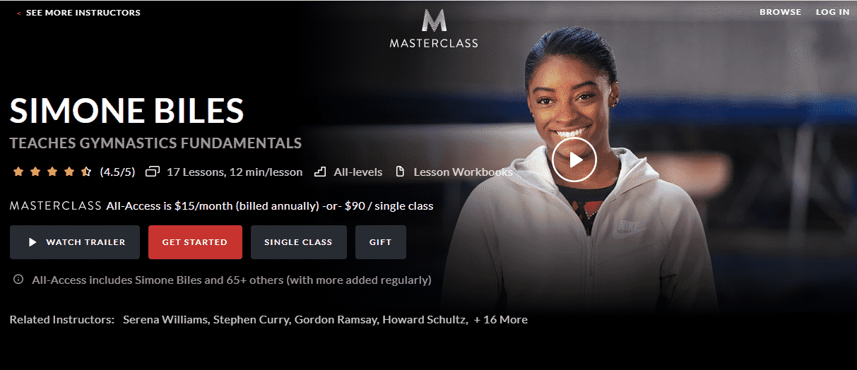 MasterClass Simone Biles Learn Gymnastics Lessons Online