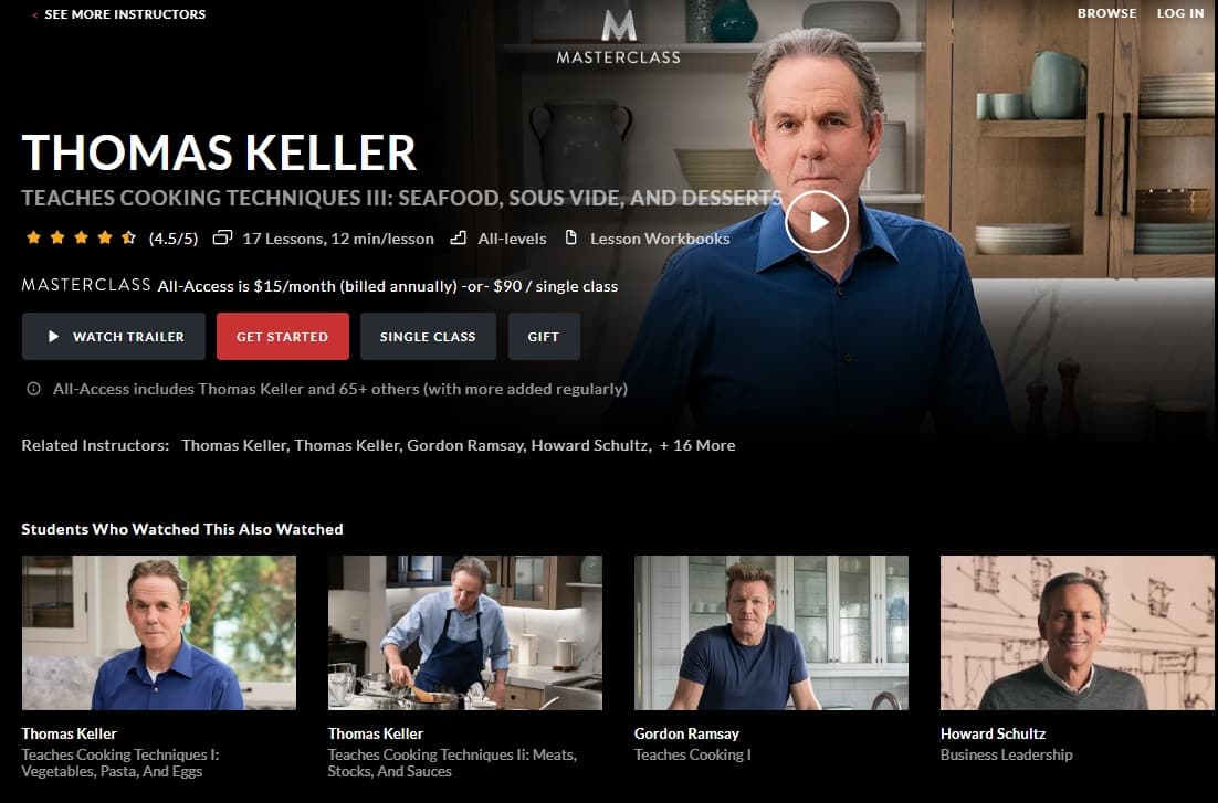 MasterClass Thomas Keller's Cooking Techniques III Seafood, Sous Vide, and Desserts Lesson Review