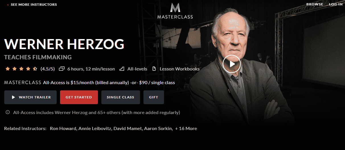 MasterClass Werner Herzog Learn Filmmaking Lessons Online