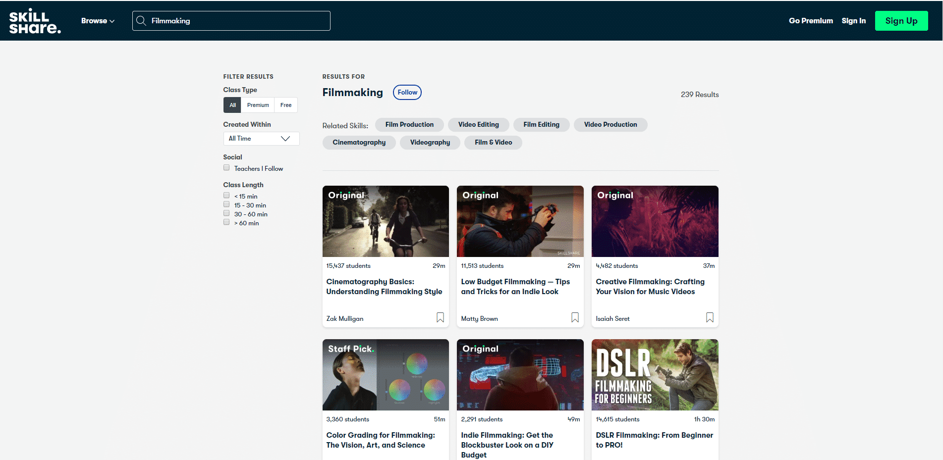 Skillshare Filmmaking Lesson Online