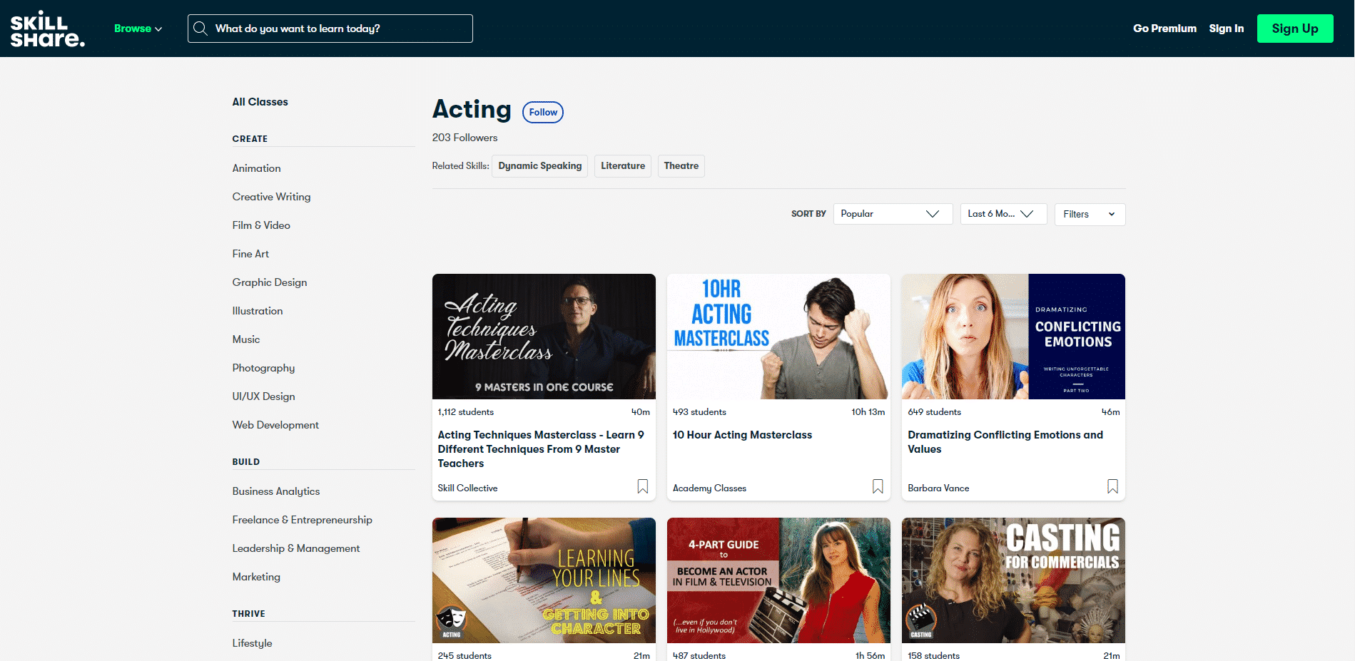 Skillshare Online Acting Courses