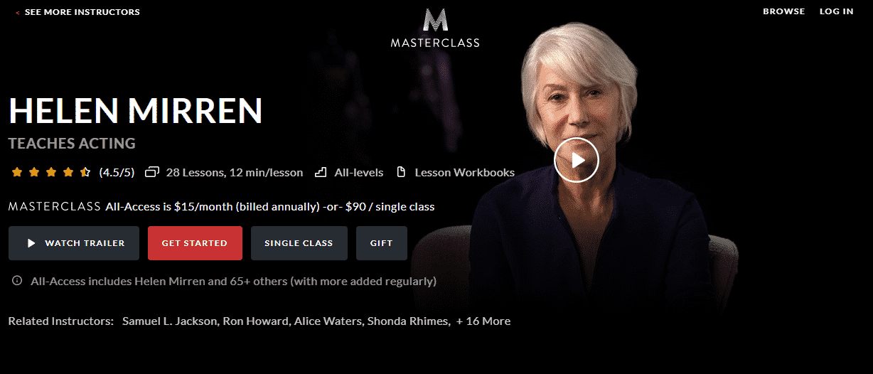 MasterClass Helen Mirren Learn Acting Lessons Online