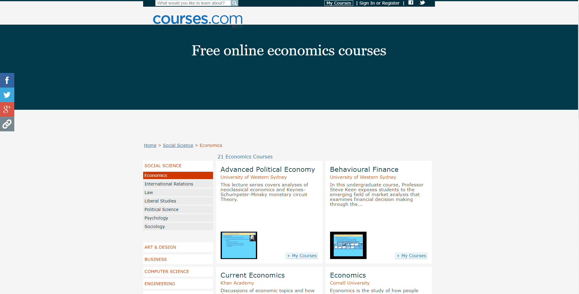 Courses.com Learn Economic Lessons Online