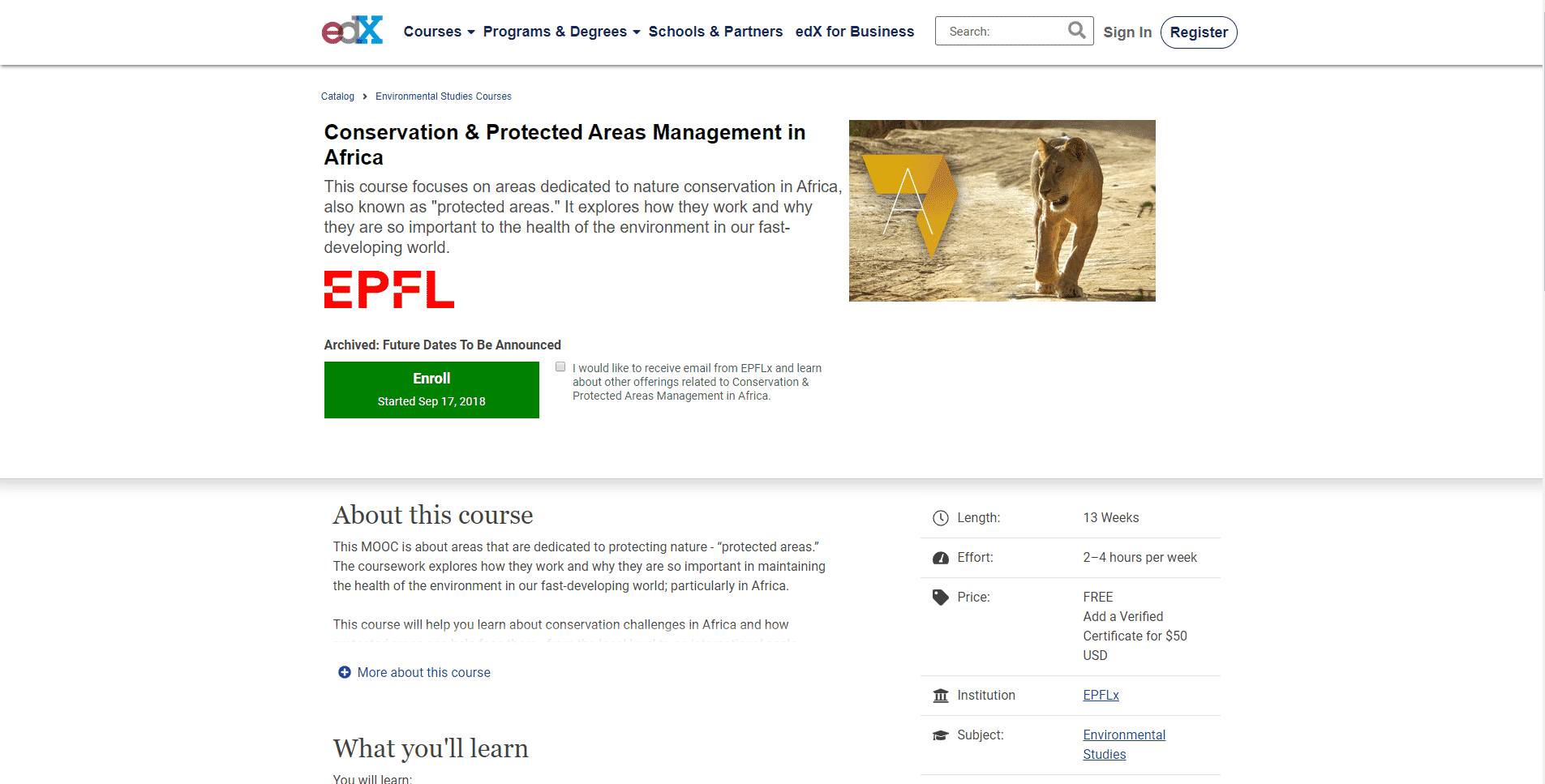 EDX Learn Conservation Lessons Online