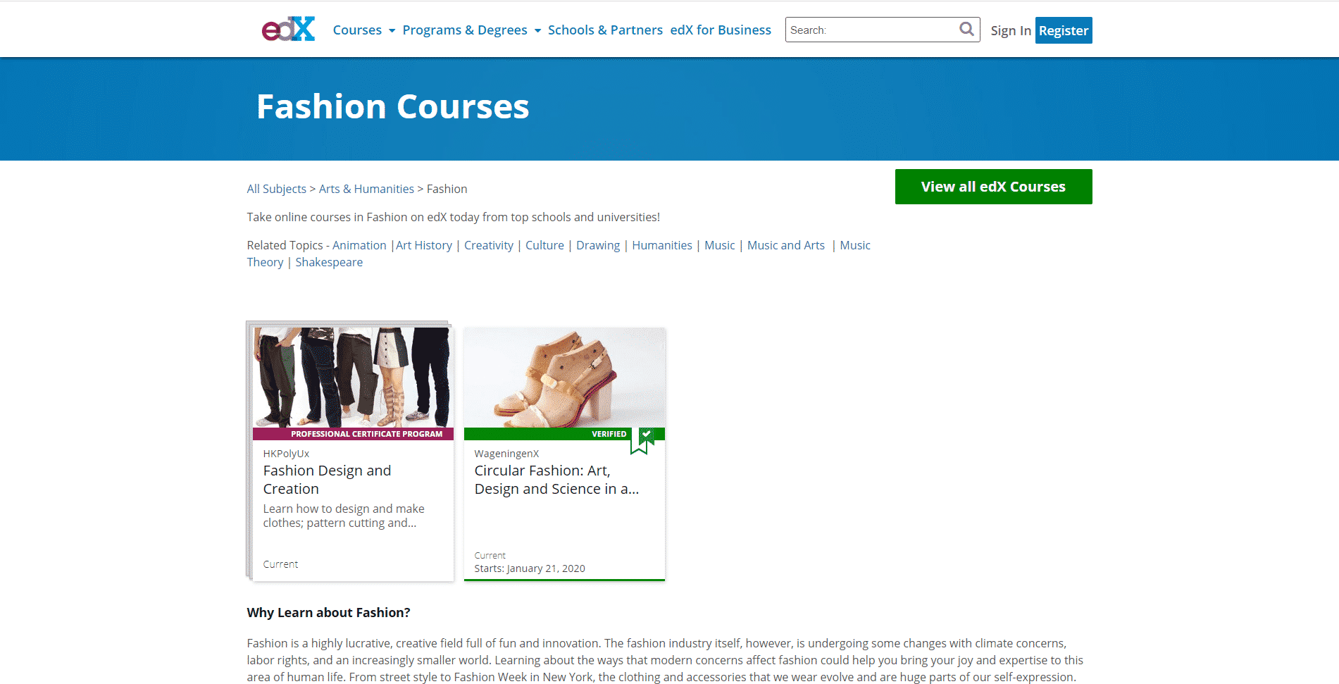 EDX Learn Fashion Design Lessons Online