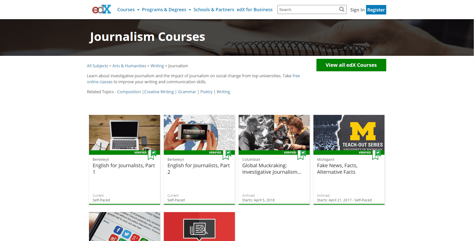 EDX Learn Journalism Lessons Online