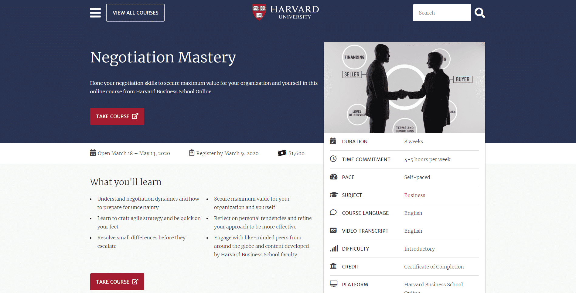 Harvard Business School Learn Negotiation Lessons Online