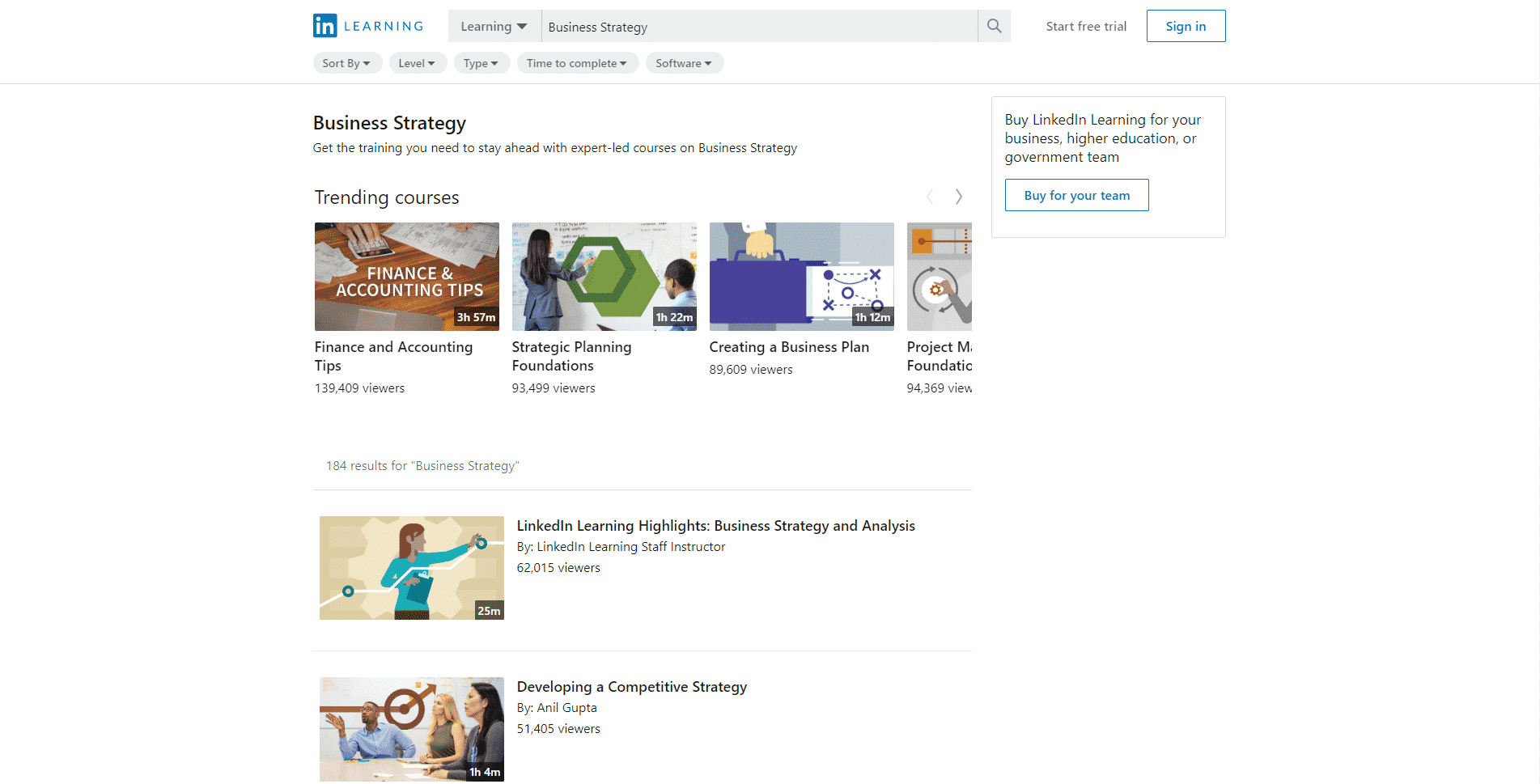 LinkedIn Learn Business Strategy Lessons Online