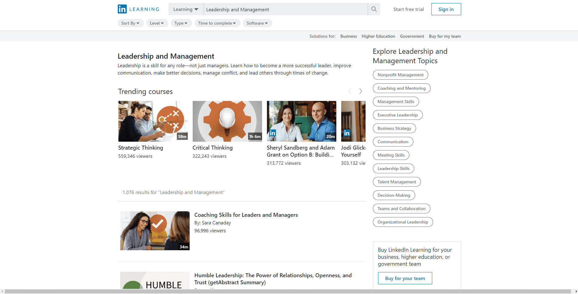 Linkedin.com Learn Leadership Lessons Online