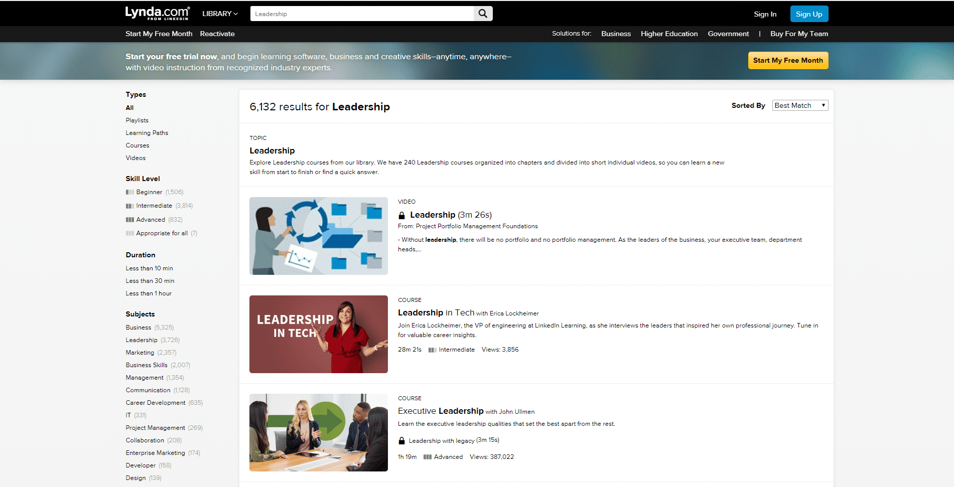 Lynda.com Learn Leadership Lessons Online