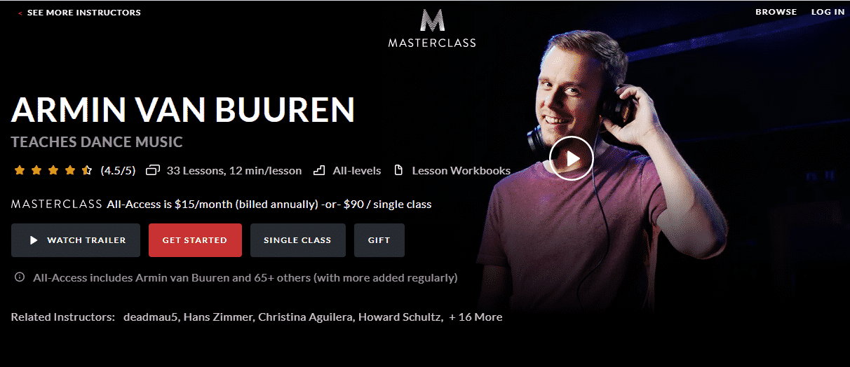 MasterClass Armin Van Buuren Learn Dance Music Lessons Online