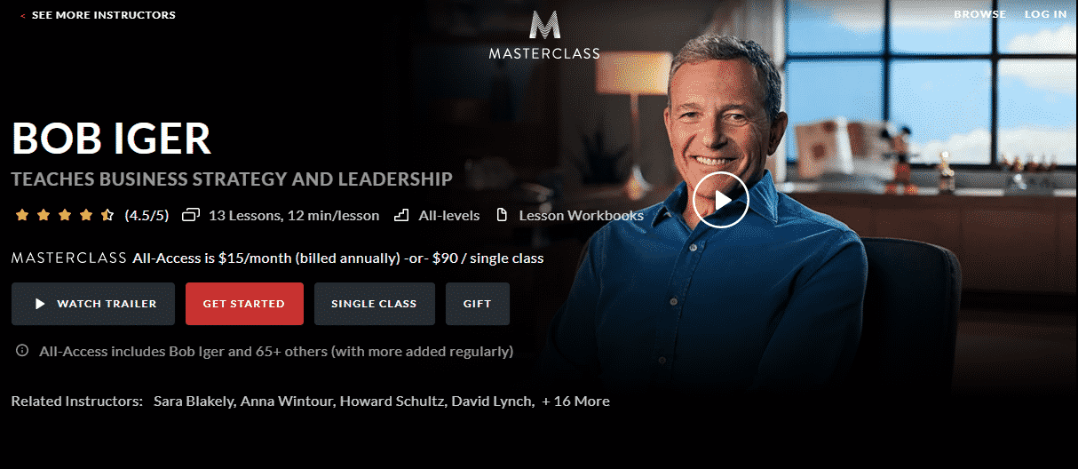 MasterClass Bob Iger Learn Business Strategy Lessons Online