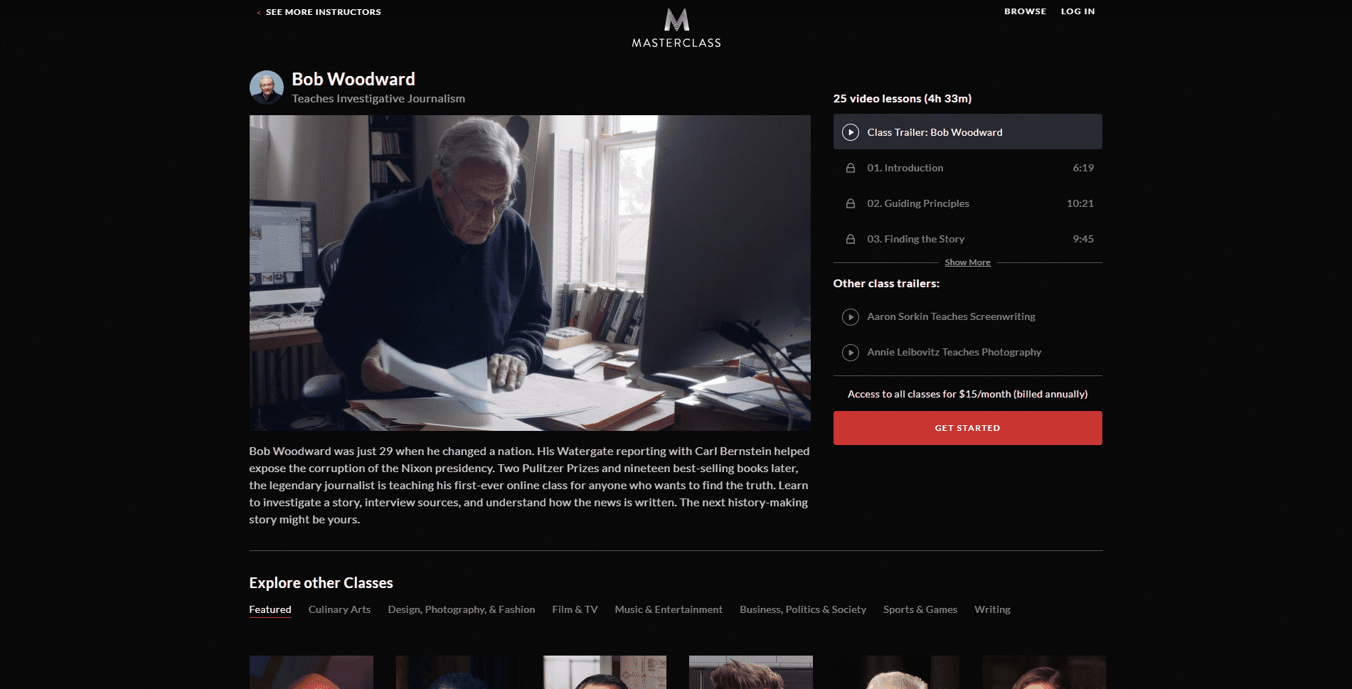 MasterClass Bob Woodward Learn Journalism Lessons Online
