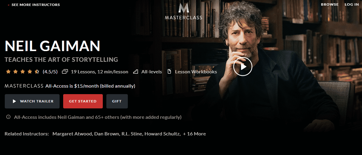 MasterClass Neil Gaiman Learn Storytelling Lessons Online