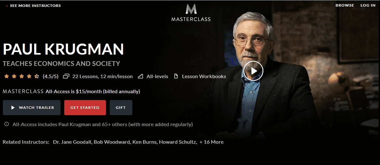 MasterClass Paul Krugman Learn Economic Lessons Online