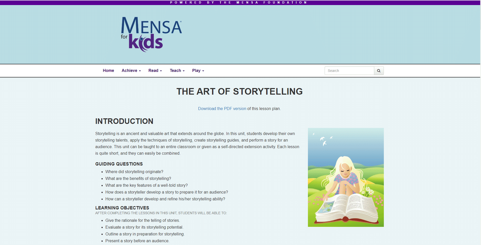 Mensa for Kids Learn Storytelling Lessons Online