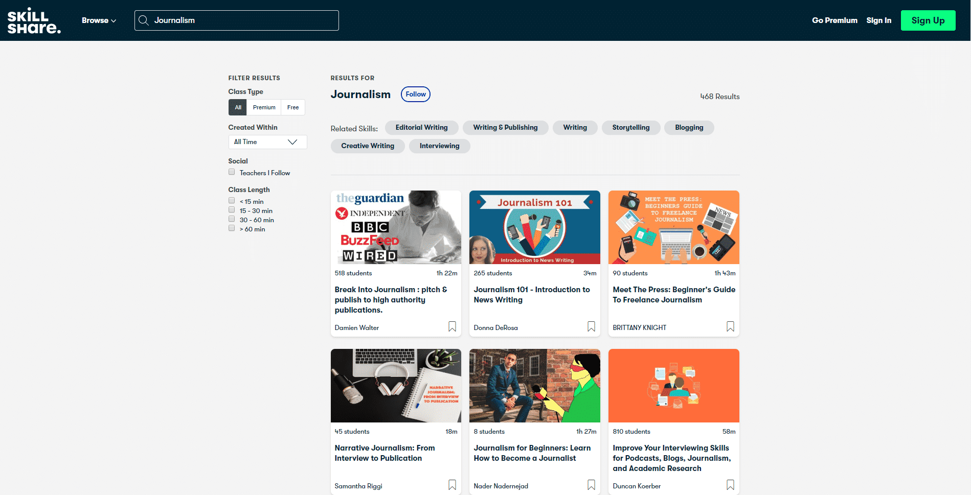 Skillshare.com Learn Journalism Lessons Online
