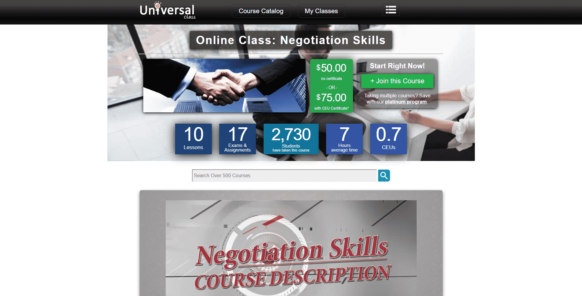 Universal Class Learn Negotiation Lessons Online