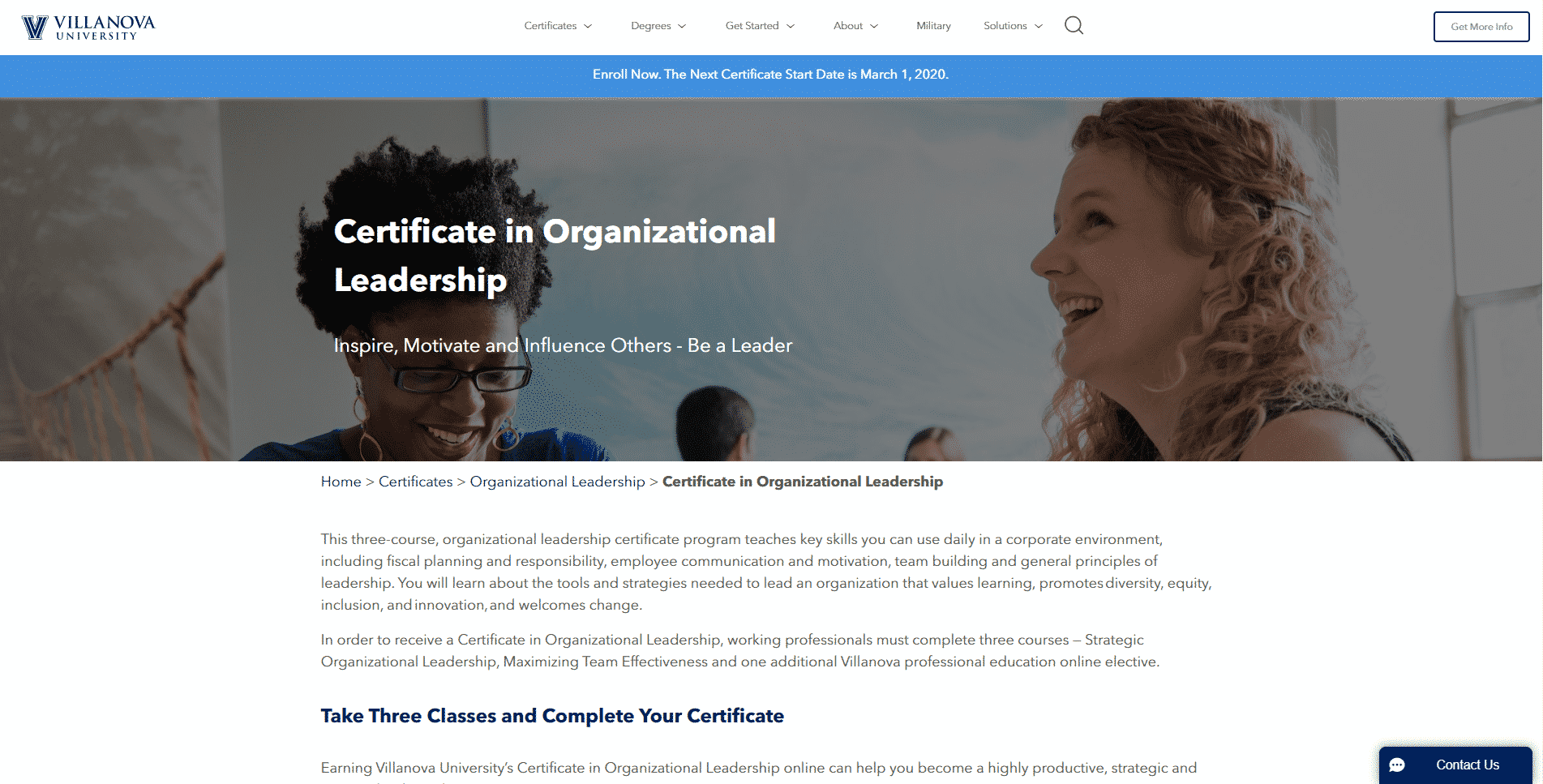 Villanova University Learn Leadership Lessons Online