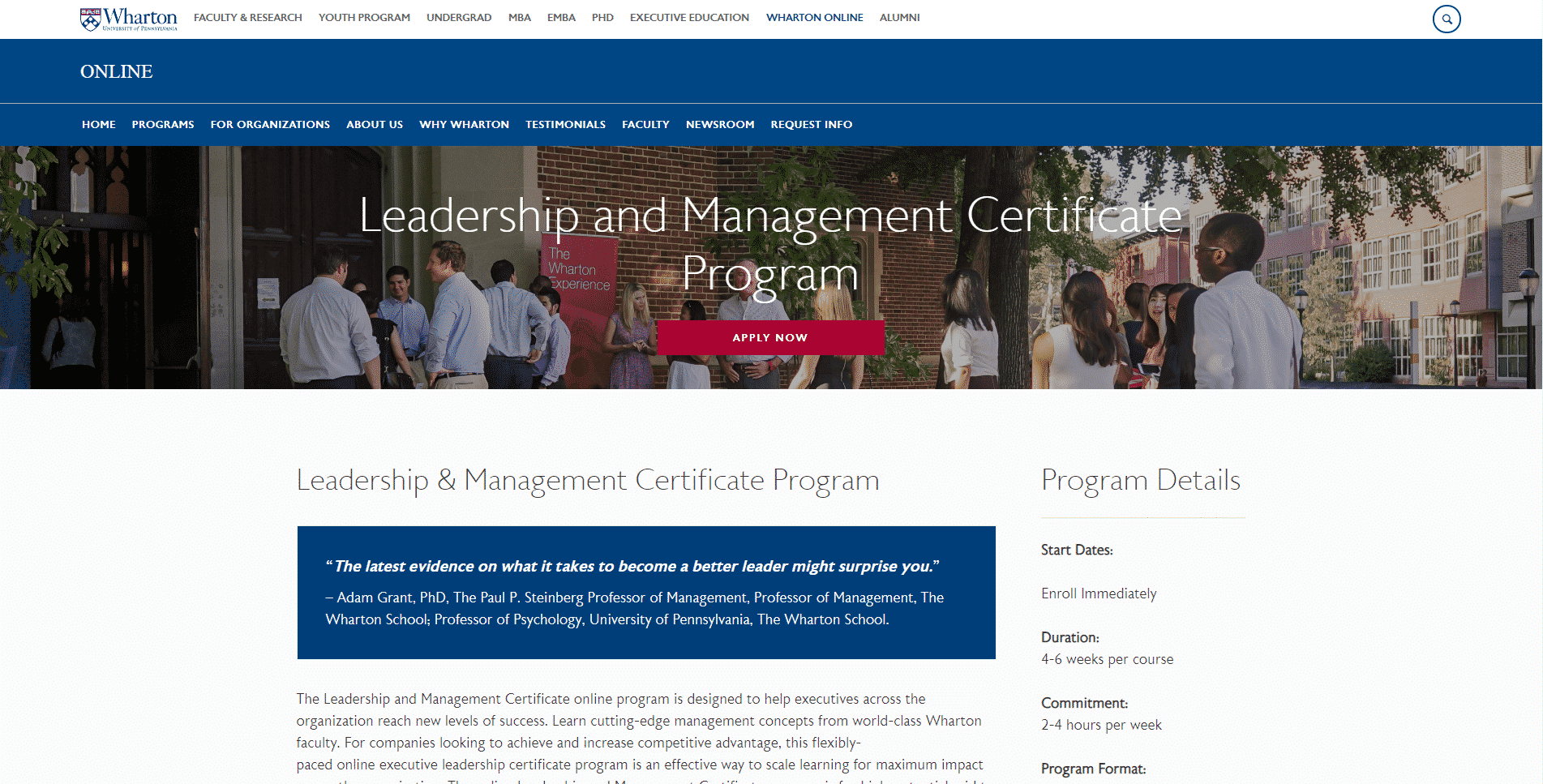 Wharton Learn Leadership Lessons Online