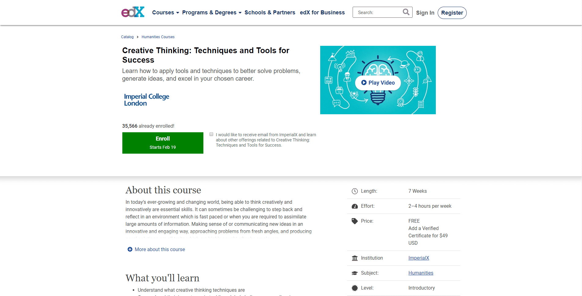 edx Learn Creativity Lessons Online